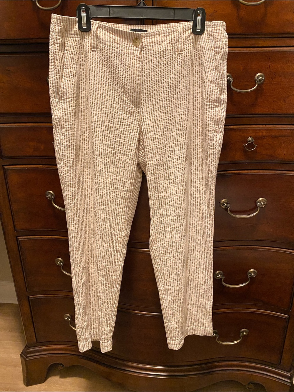 💐Talbots Beige & White Stripe Seersucker Pants - Picture 3 of 6